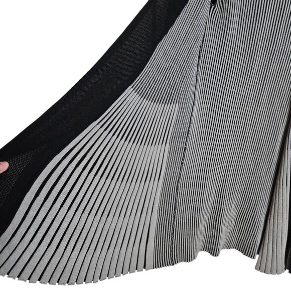 Lapis Womens Long Black White Accordian Pleated Boho Cardigan Sweater Size L - Picture 5 of 12